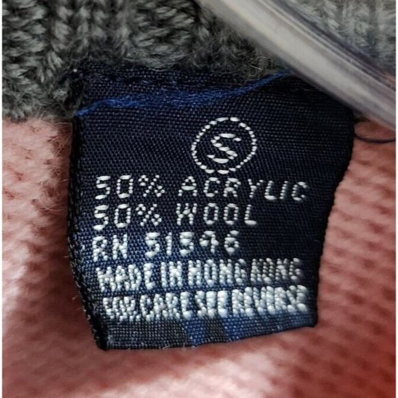 Vintage FleXible Women's Long Sleeve Sweater Pastel Pink/Gray Print Wool Blend S - Picture 6 of 8